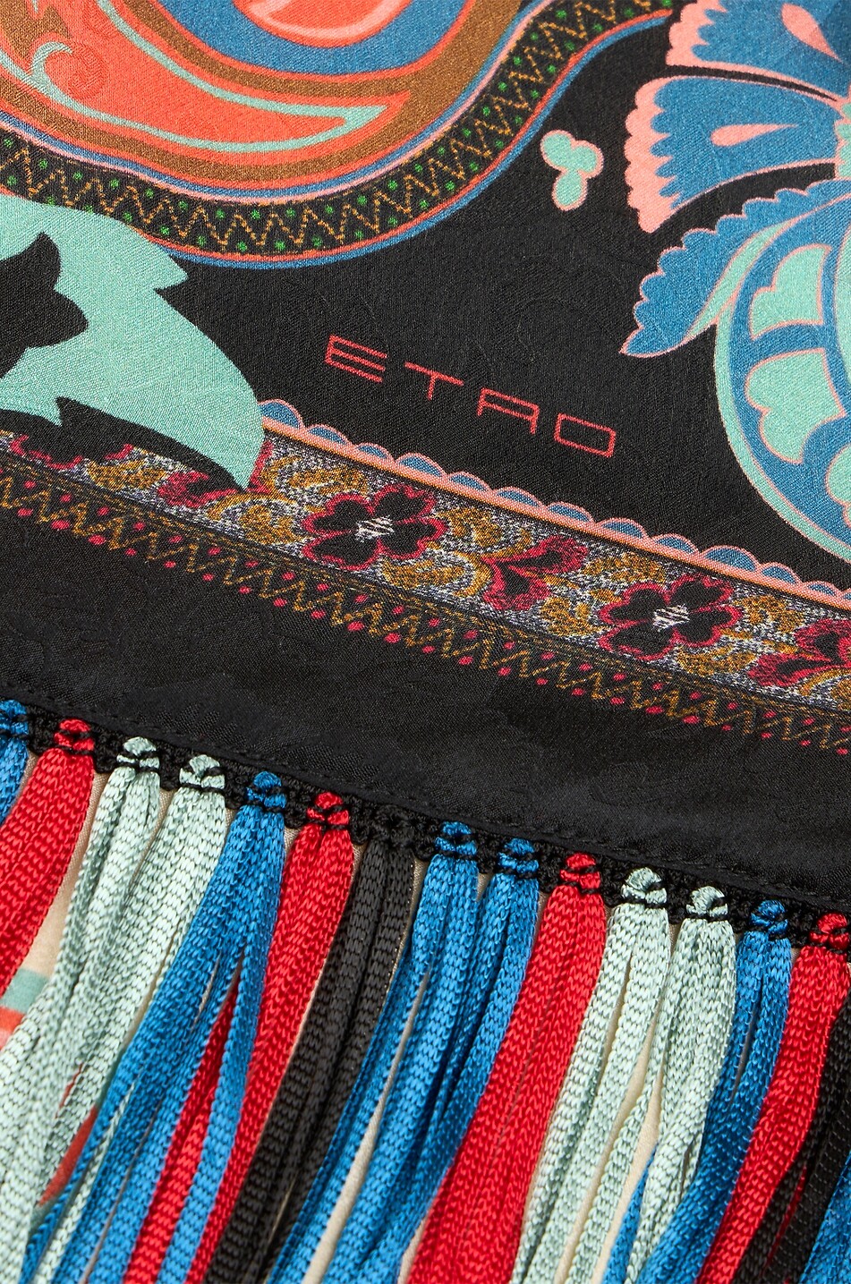 ETRO Écharpe carrée en soie floral imprimé jacquard Femme BLEU FONCE 4