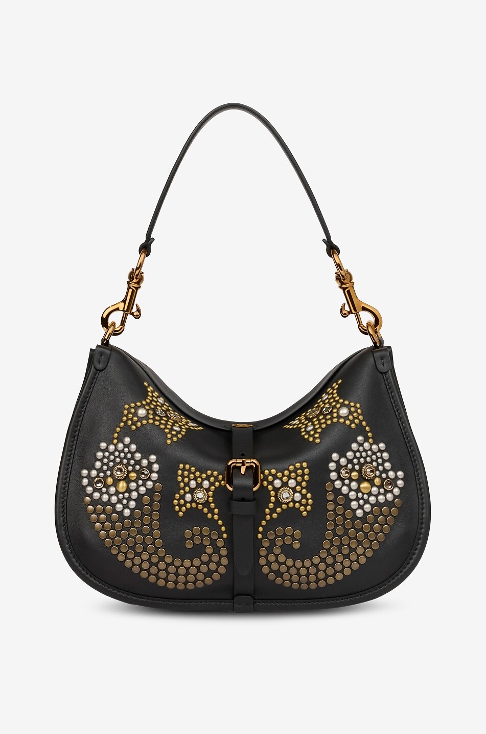 ETRO Sac porté épaule en cuir à clous Pony Moyen Femme NOIR 1