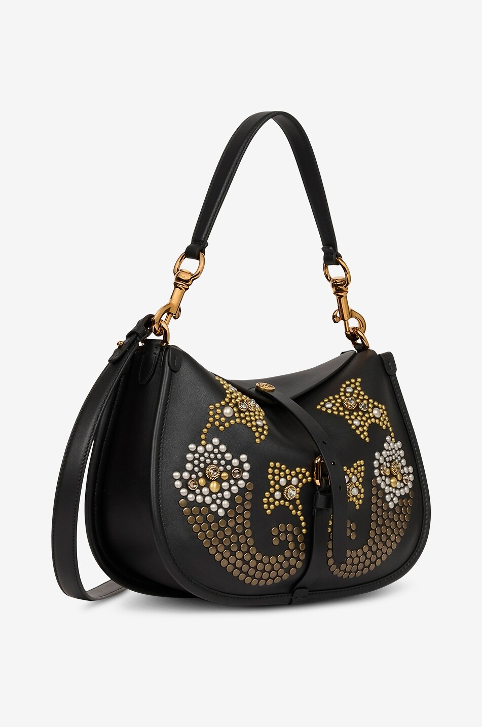 ETRO Sac porté épaule en cuir à clous Pony Moyen Femme NOIR 3
