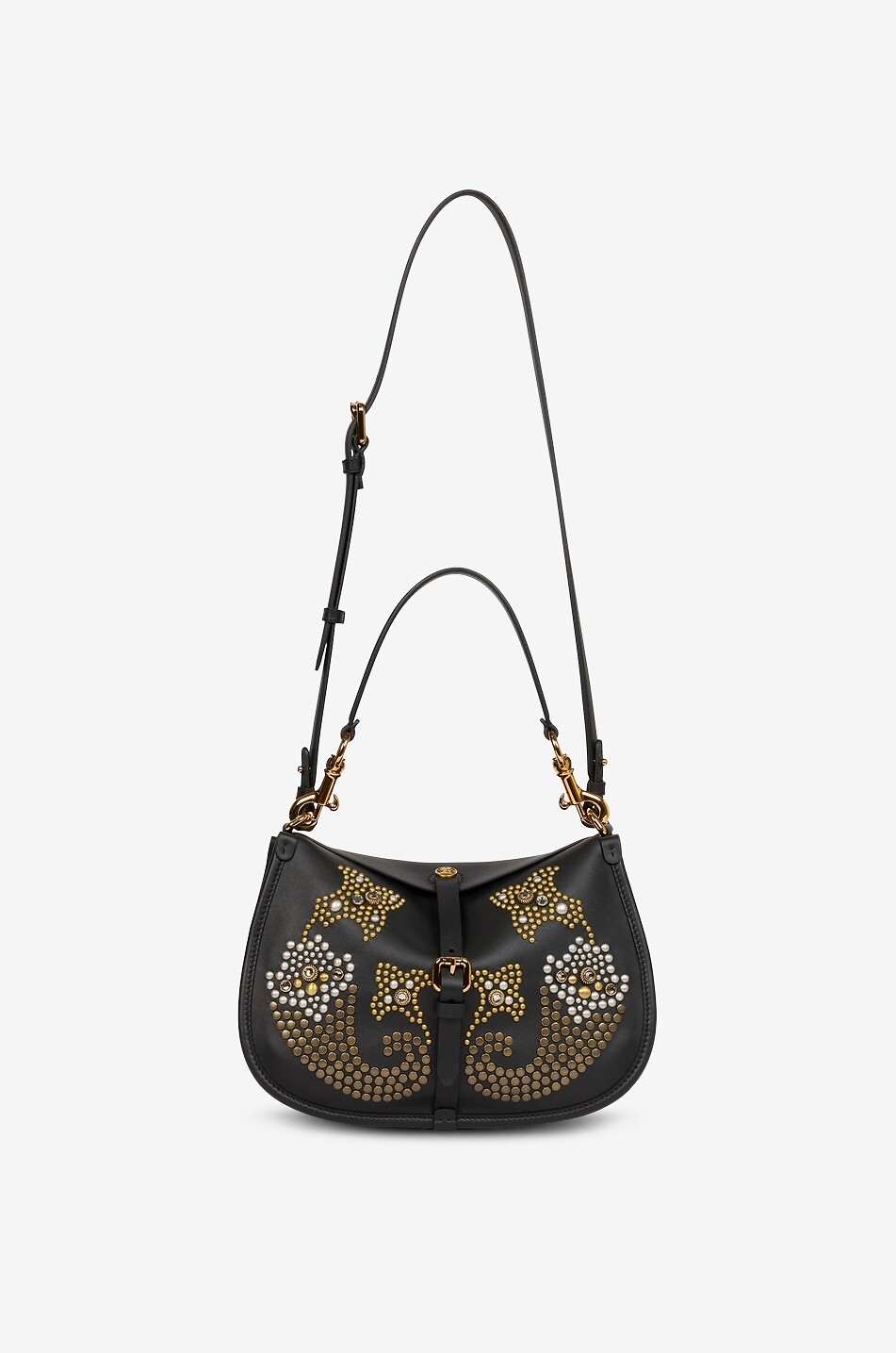 ETRO Sac porté épaule en cuir à clous Pony Moyen Femme NOIR 7