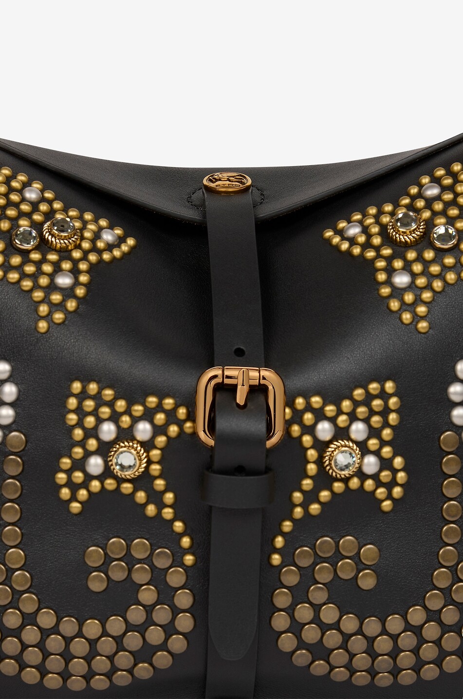ETRO Sac porté épaule en cuir à clous Pony Moyen Femme NOIR 6