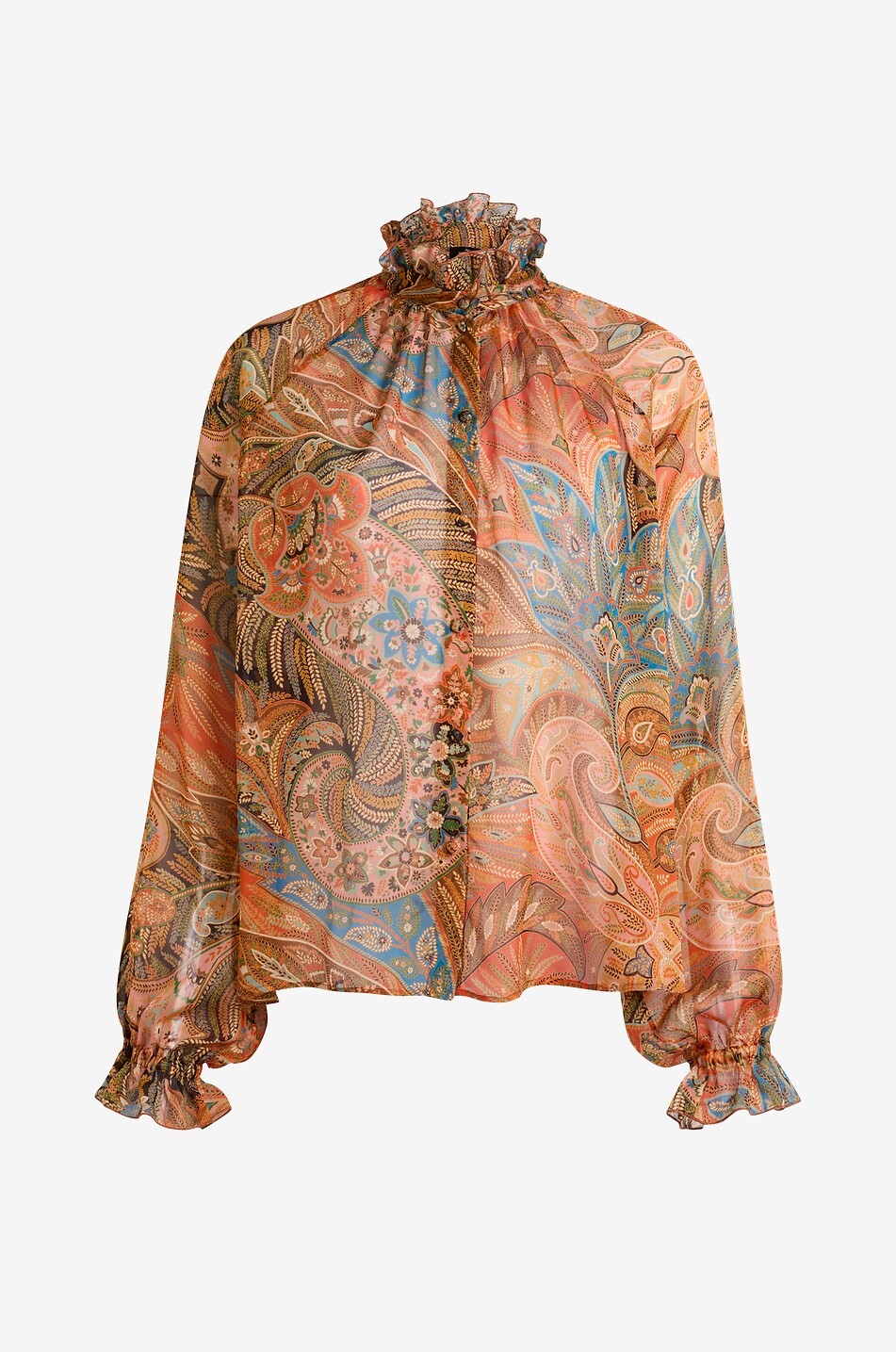 Bluse mit Puffärmeln aus Seide Paisley-Muster