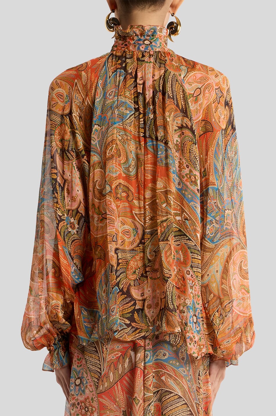 ETRO Bluse mit Puffärmeln aus Seide Paisley-Muster Damen ORANGE 4