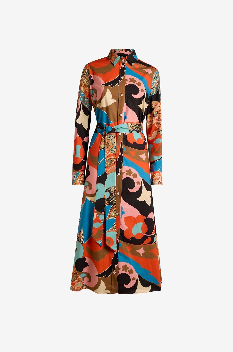 ETRO Belted cotton poplin midi shirt dress Women RED 1