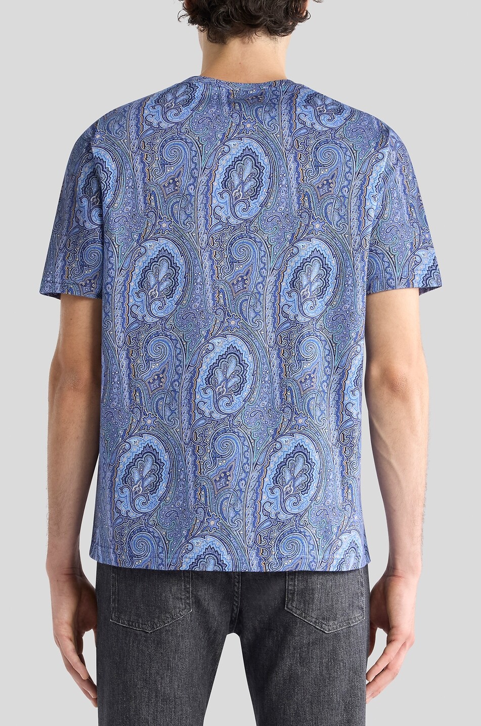 ETRO Rundhals-T-Shirt aus Jersey mit Paisleymuster Herren MITTELBLAU 5