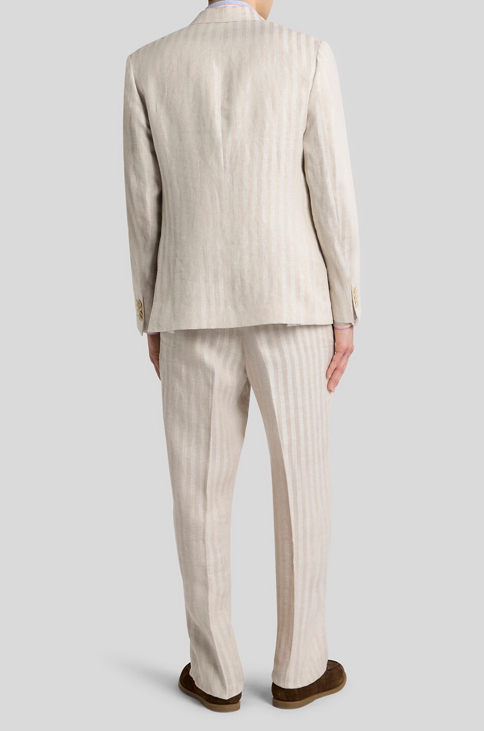 ETRO Gestreifter Leinenblazer Roma Sport Herren Hellbeige 5