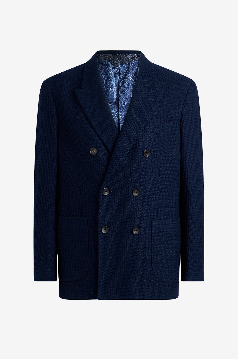 Blazer à boutonnage double en jersey de coton et soie texturé