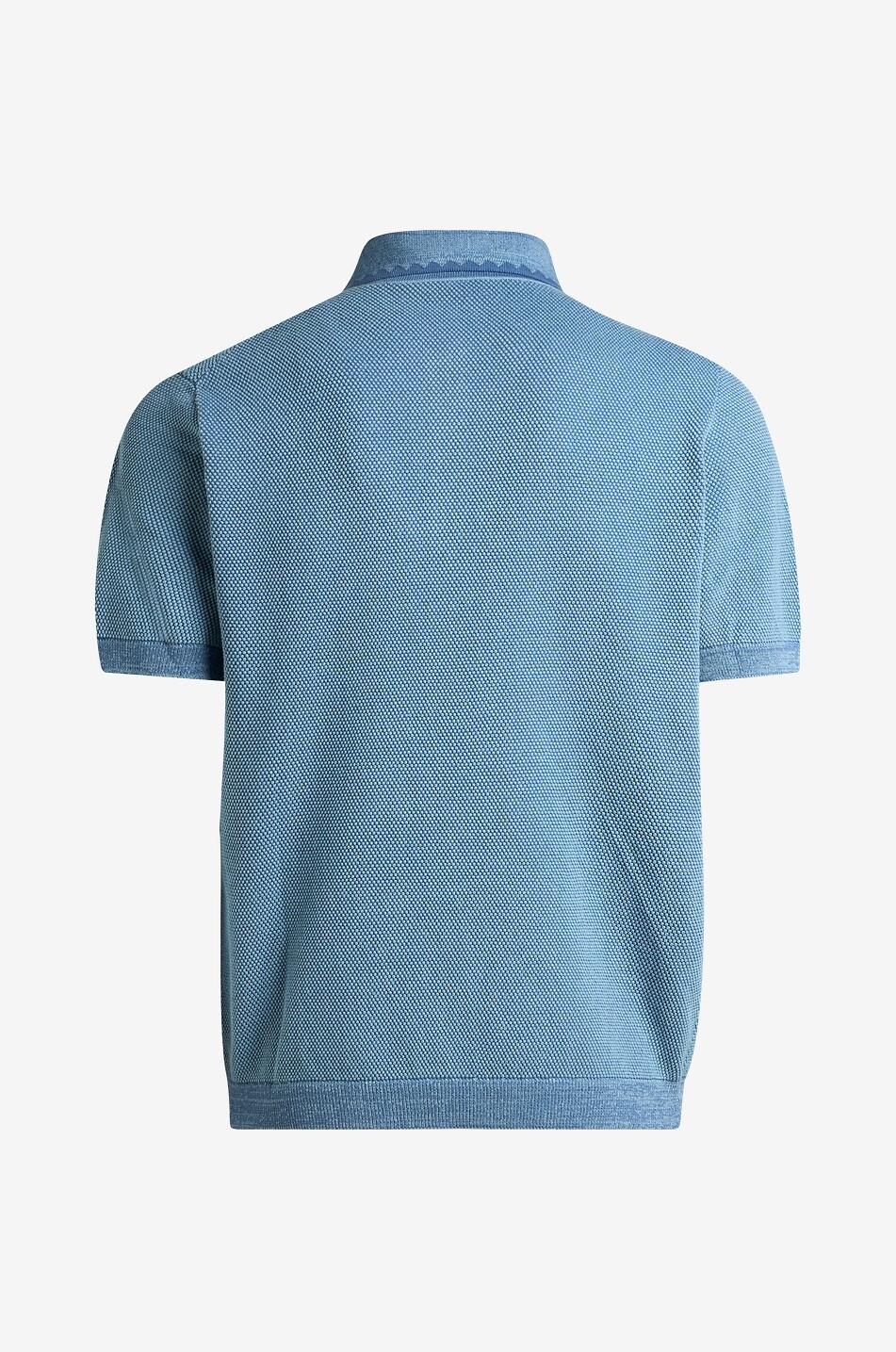 ETRO Texturiertes Feinstrick-Kurzarm-Polohemd aus Baumwolle Pegaso Herren MITTELBLAU 2