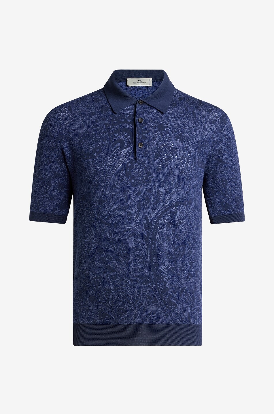 ETRO Kurzarm-Jacquard-Strick-Polohemd aus Baumwolle mit Paisley-Motiv Herren MITTELBLAU 1