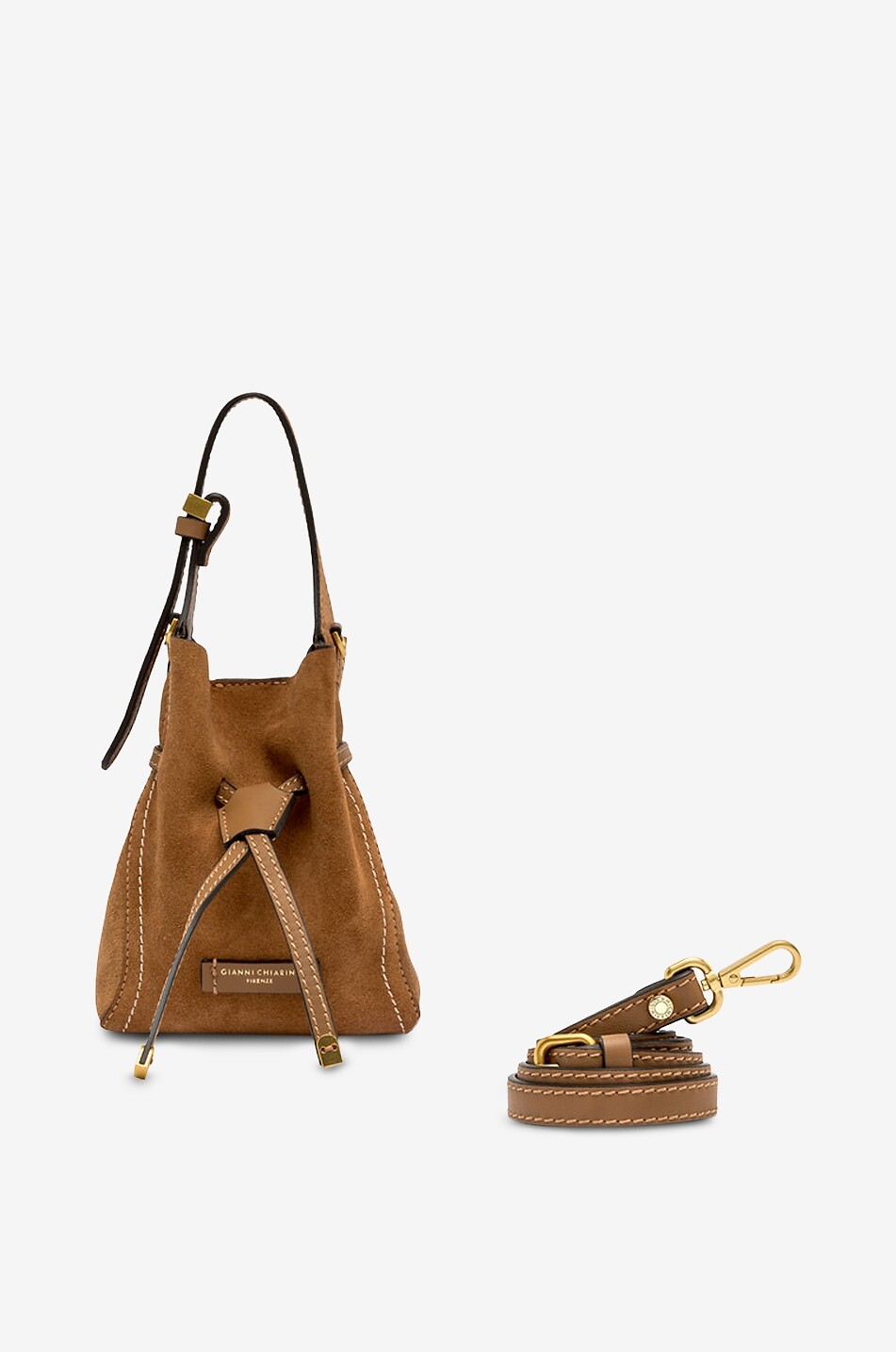 GIANNI CHIARINI Bucket-Tasche aus Wildleder Sienna Damen HELLBRAUN 2