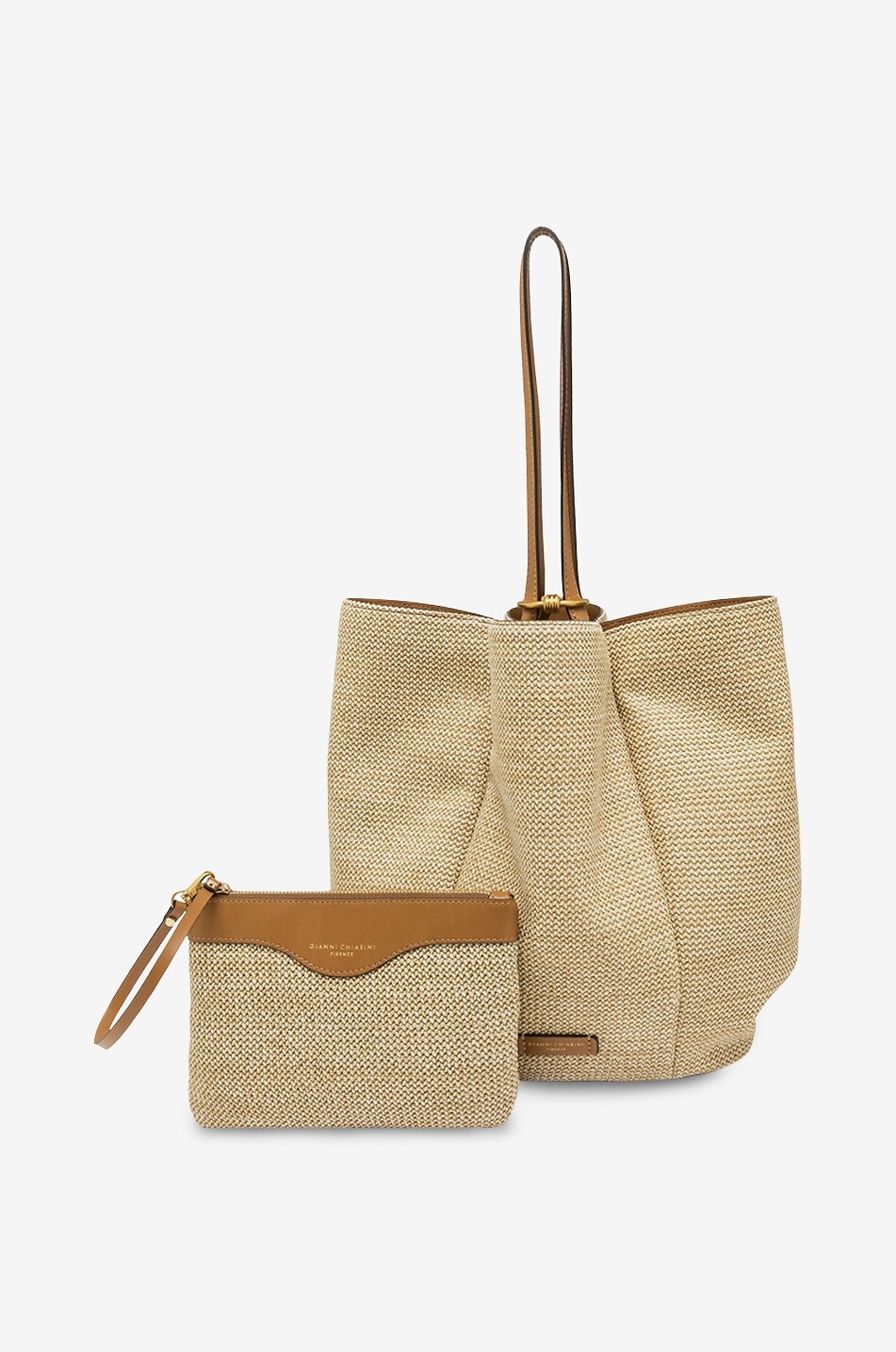Le 37 Mini raffia and leather bucket bag - SAINT LAURENT PARIS