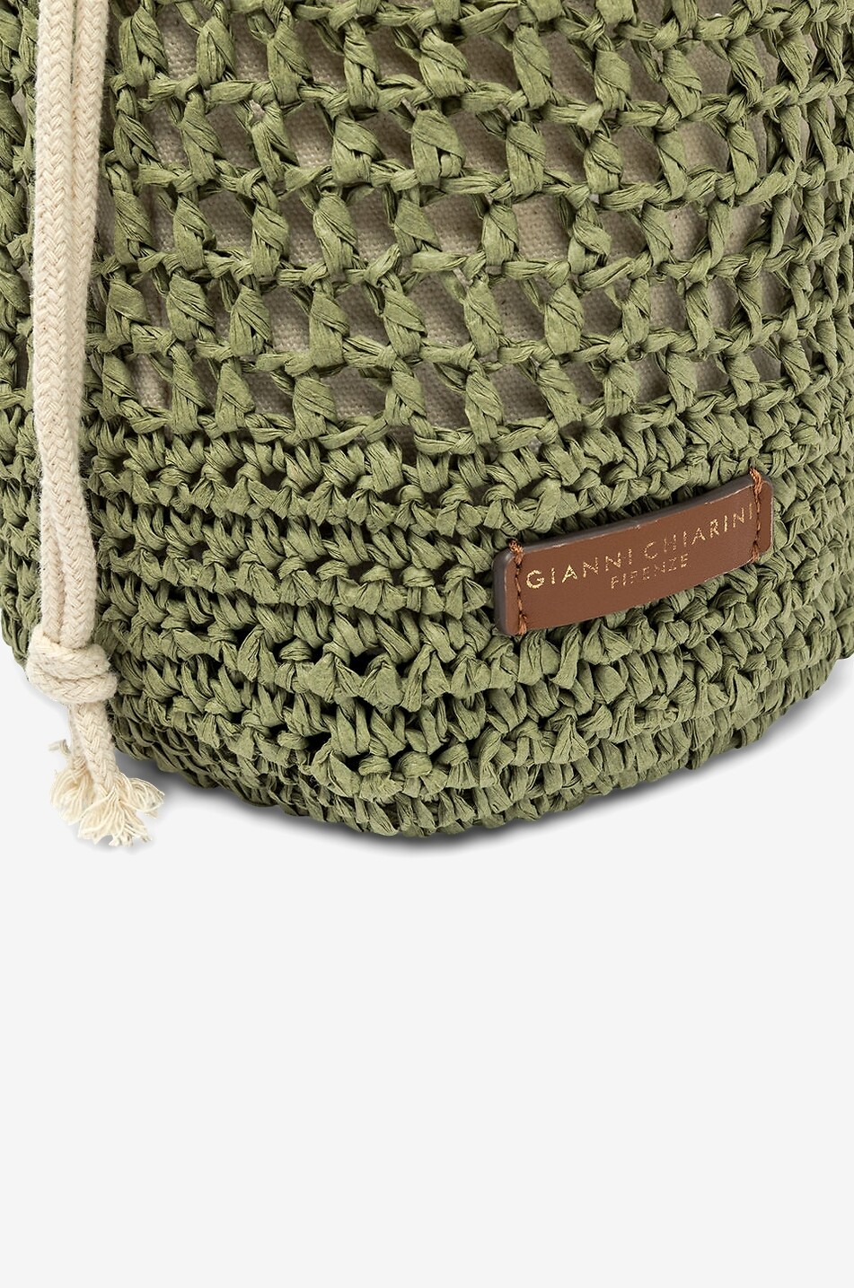 GIANNI CHIARINI Sac à main seau en raphia Néfeli Femme VERT 5