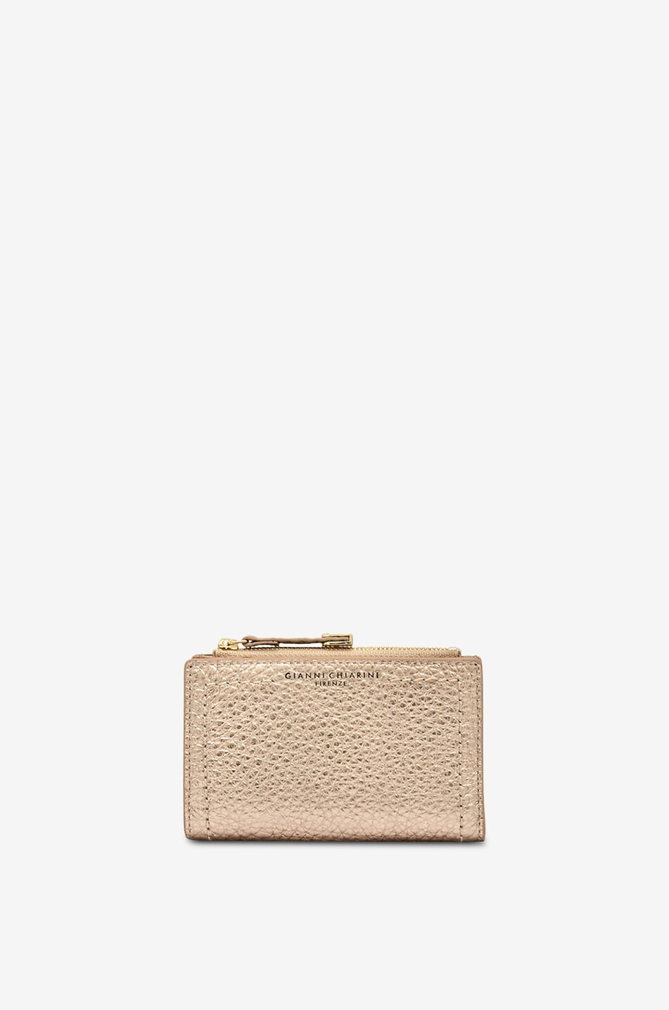 GIANNI CHIARINI Bubble zip-around compact wallet in grained leather Women GOLDEN 2