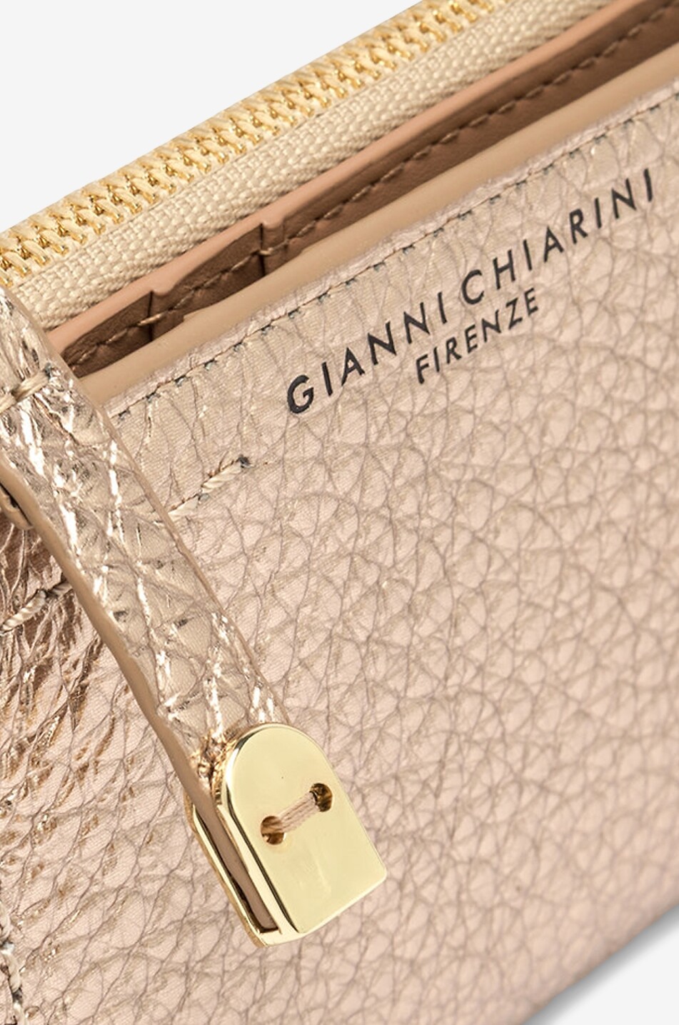GIANNI CHIARINI Bubble zip-around compact wallet in grained leather Women GOLDEN 8