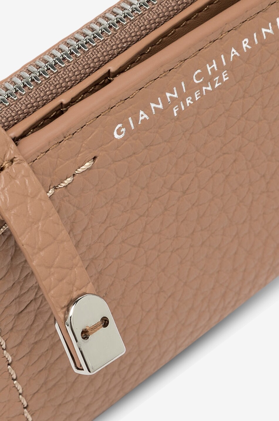 GIANNI CHIARINI Bubble zip-around compact wallet in grained leather Women LIGHT BROWN 10