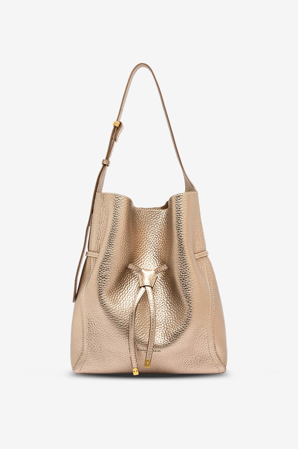 GIANNI CHIARINI Bucket-Tasche aus genarbtem Metallic-leder Sienna Damen GOLDEN 2