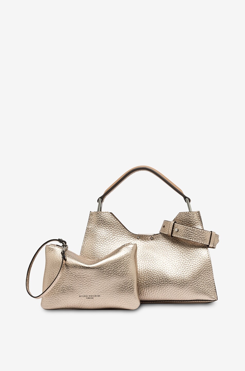 GIANNI CHIARINI Sac à main en cuir grainé métallisé Aurore Femme DORE 4