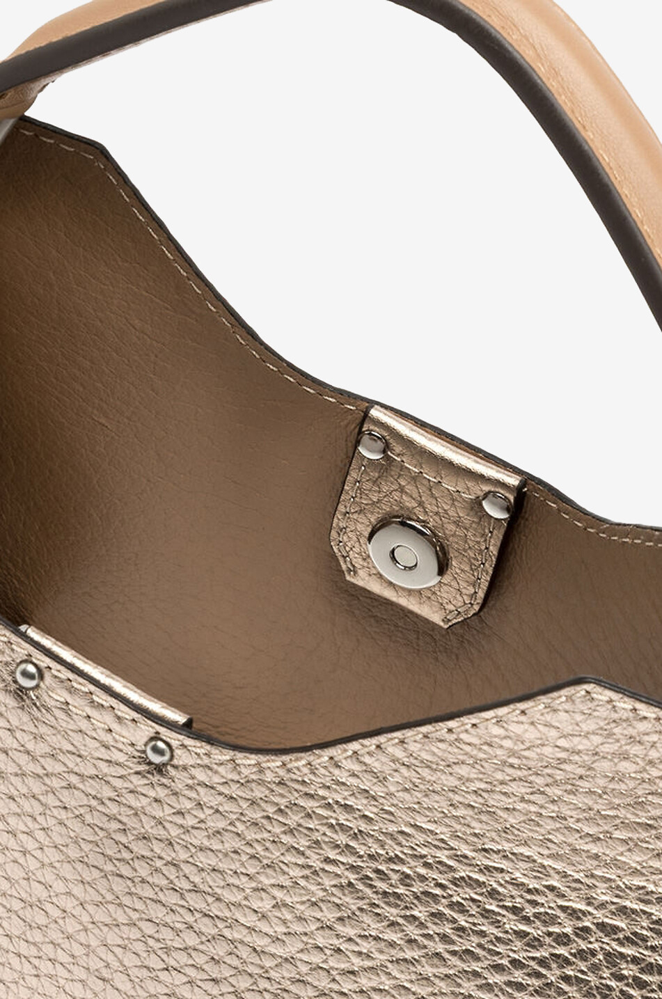 GIANNI CHIARINI Sac à main en cuir grainé métallisé Aurore Femme DORE 8