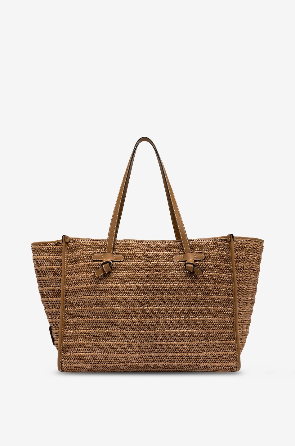 GIANNI CHIARINI Marcella openwork-weave raffia and leather tote bag Women MEDIUM BROWN 5