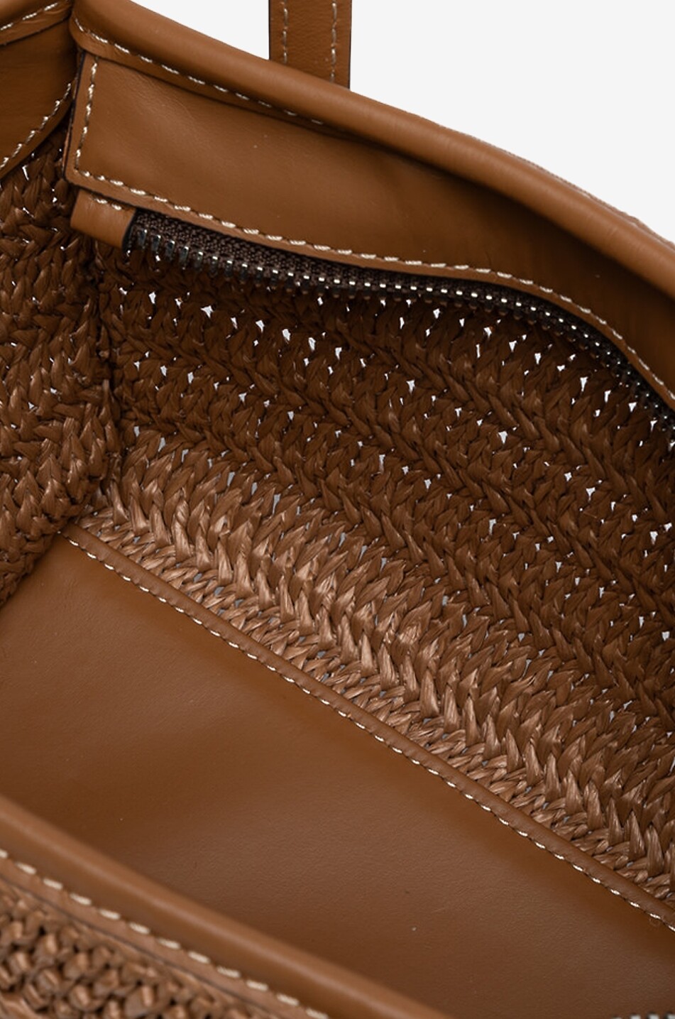 GIANNI CHIARINI Miss Marcella openwork-weave raffia and leather tote bag Women MEDIUM BROWN 3