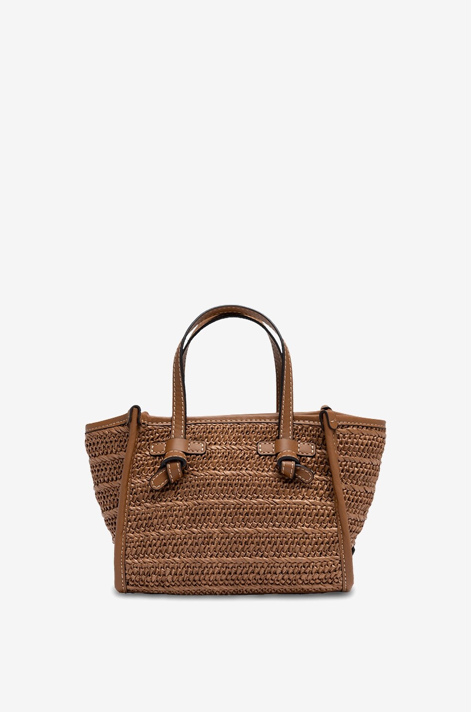 GIANNI CHIARINI Miss Marcella openwork-weave raffia and leather tote bag Women MEDIUM BROWN 4