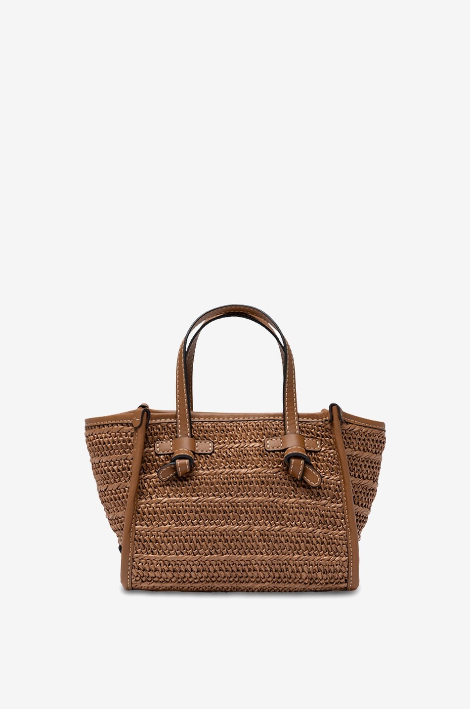 GIANNI CHIARINI Miss Marcella openwork-weave raffia and leather tote bag Women MEDIUM BROWN 5