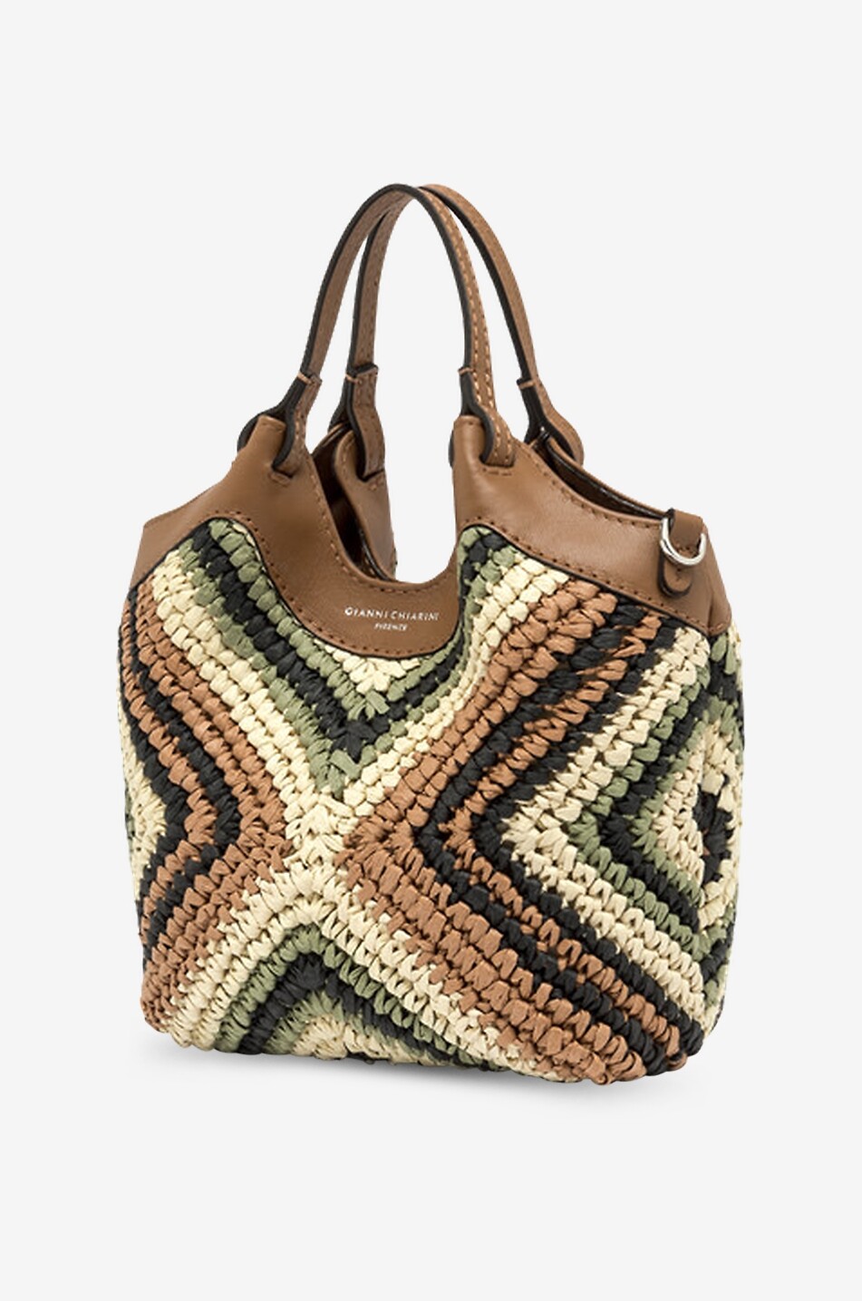 GIANNI CHIARINI Quadratische Handtasche aus Bast Dua Damen BUNT 3