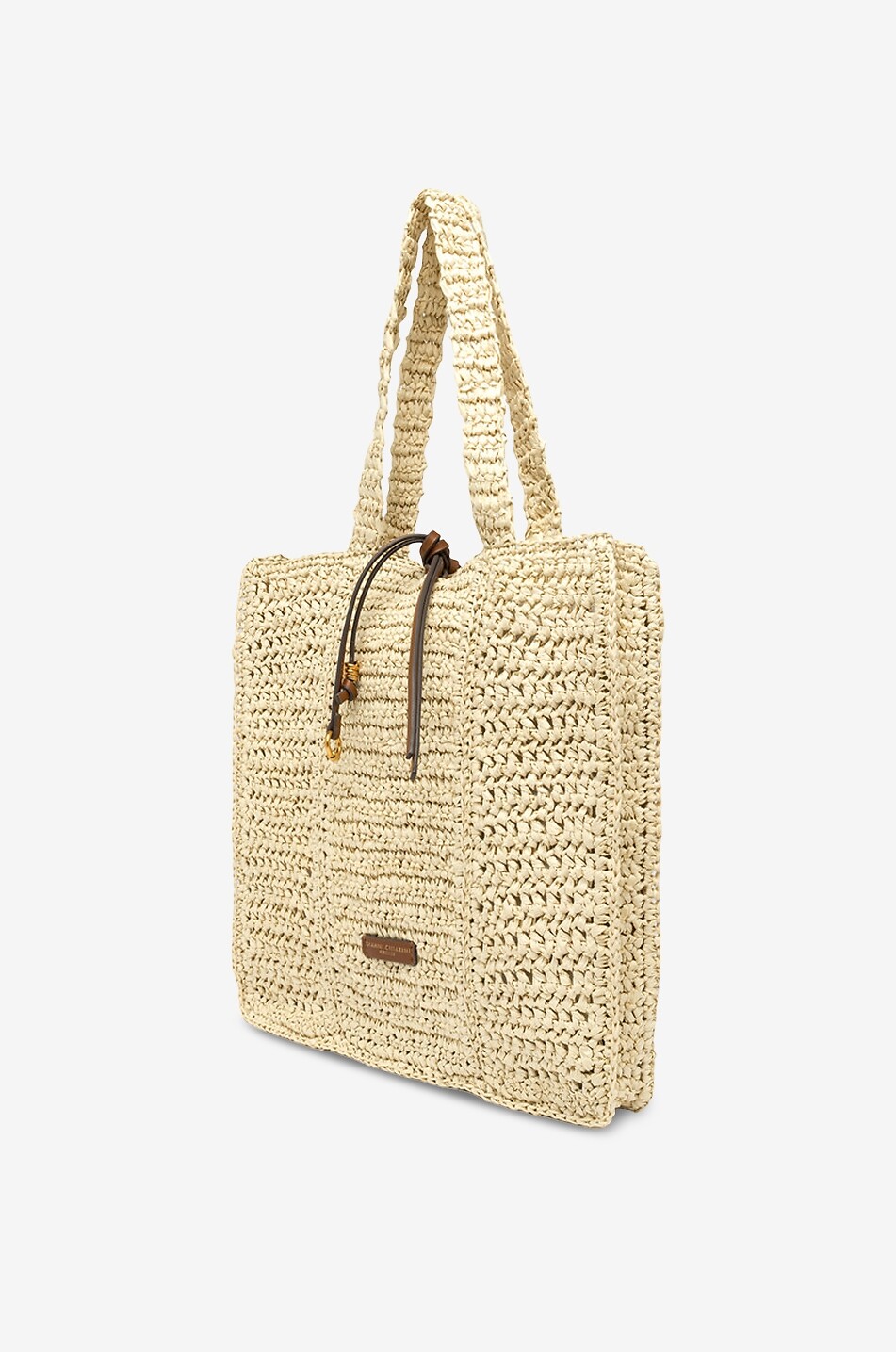 GIANNI CHIARINI Néfeli rectangular raffia tote bag with embroidered logo Women BEIGE 3