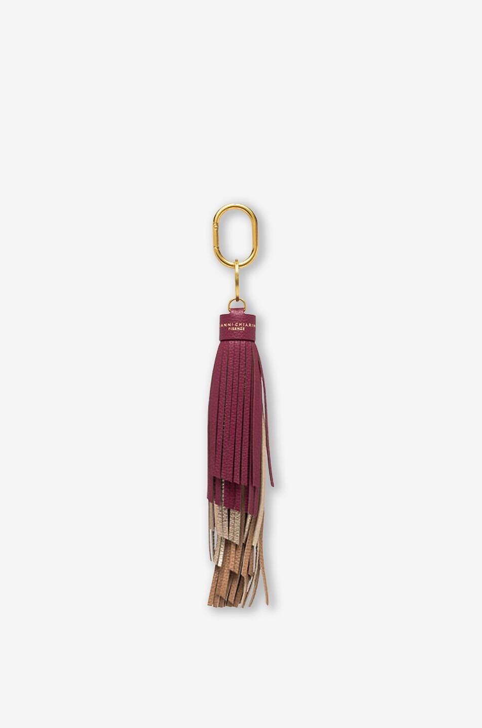 GIANNI CHIARINI Gefranster Taschen-Charm aus Leder Nappa Damen DUNKELROSA 2