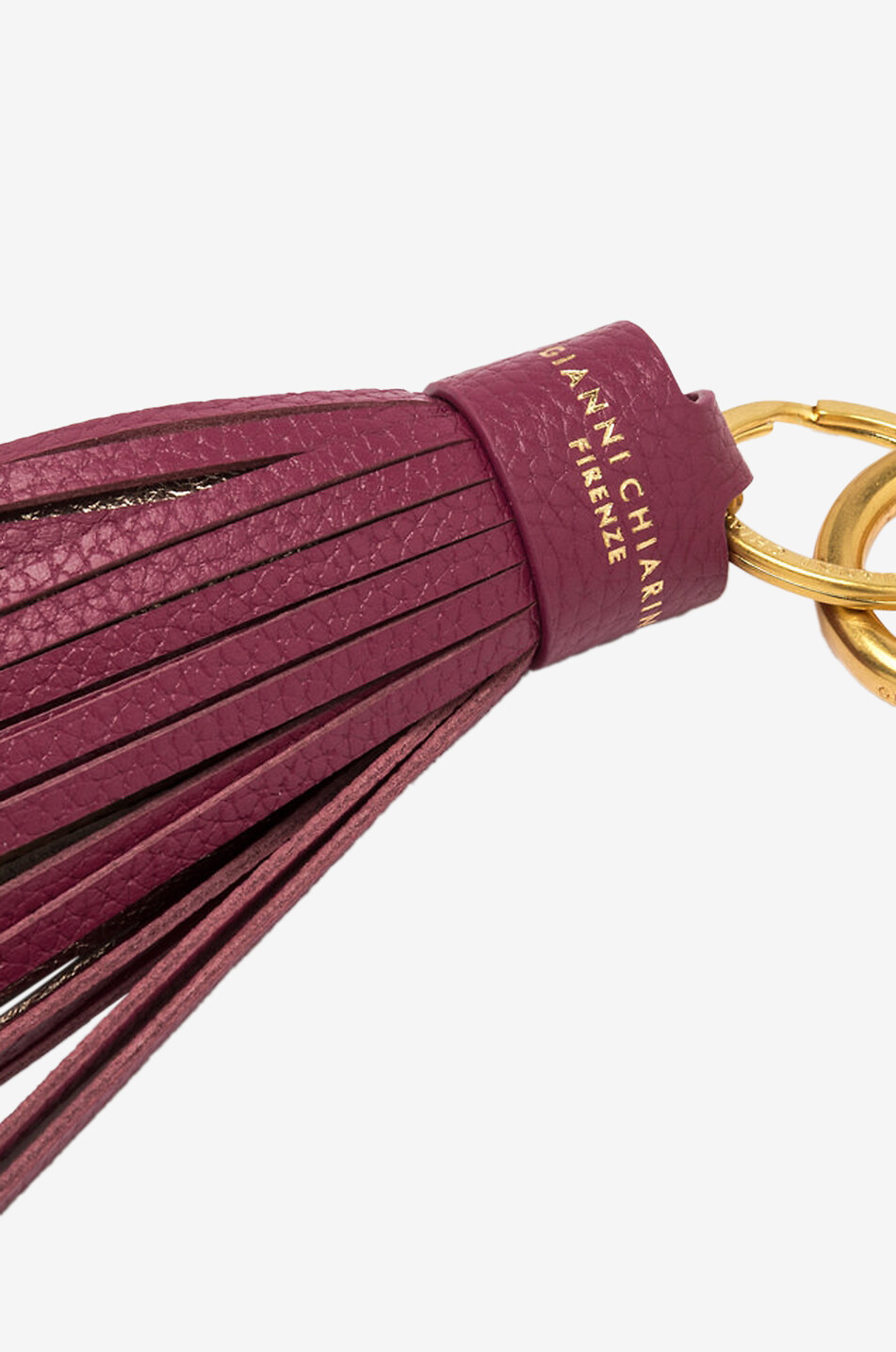 GIANNI CHIARINI Gefranster Taschen-Charm aus Leder Nappa Damen DUNKELROSA 6