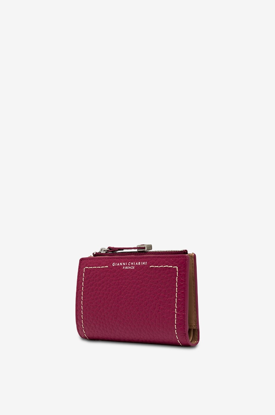 GIANNI CHIARINI Bubble zip-around compact wallet in grained leather Women DARK PINK 3