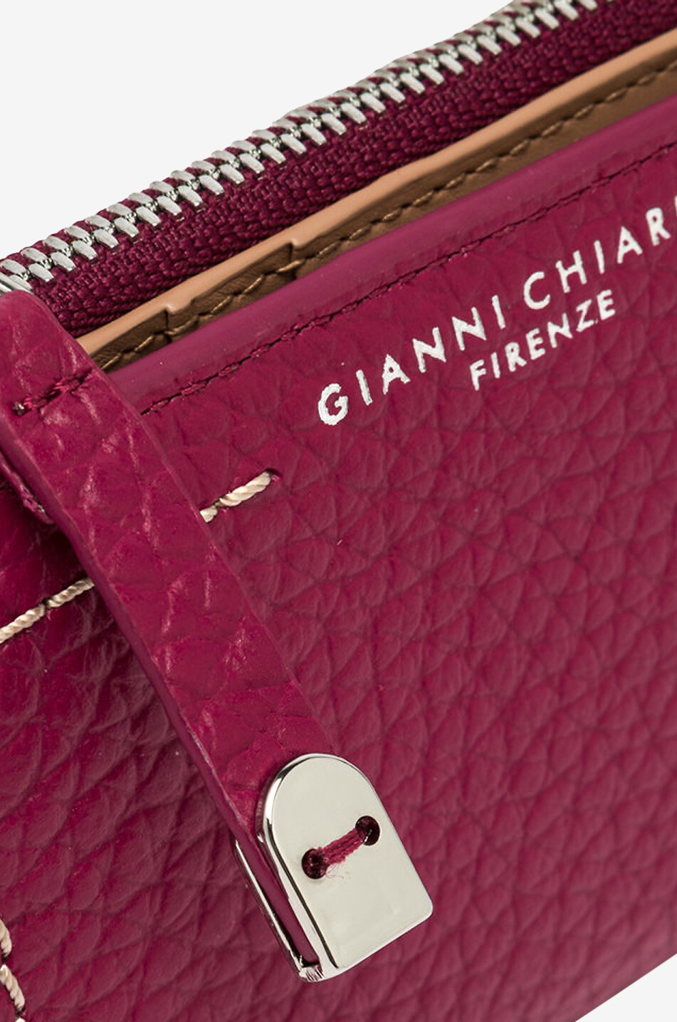 GIANNI CHIARINI Bubble zip-around compact wallet in grained leather Women DARK PINK 4