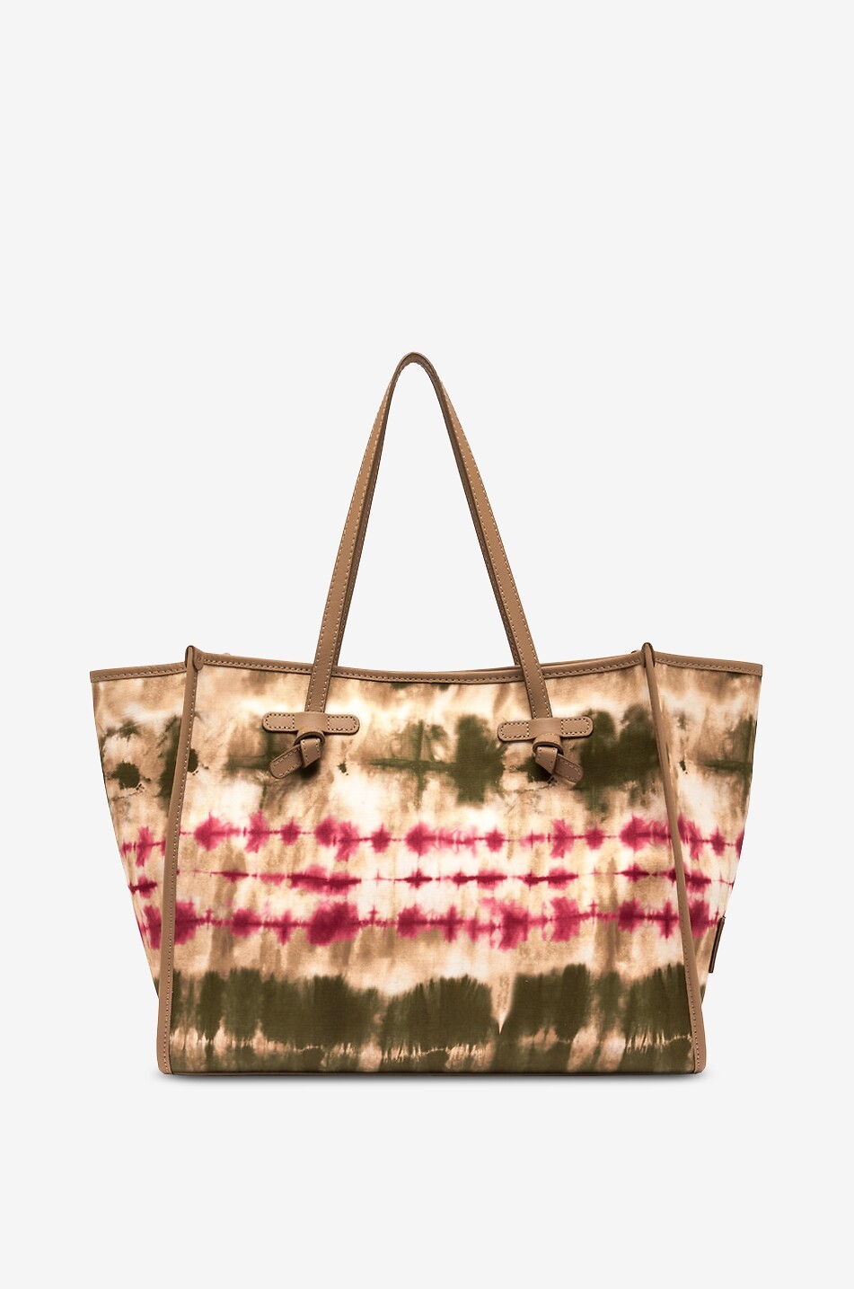 Sac cabas en toile motif tie-dye et cuir Marcella