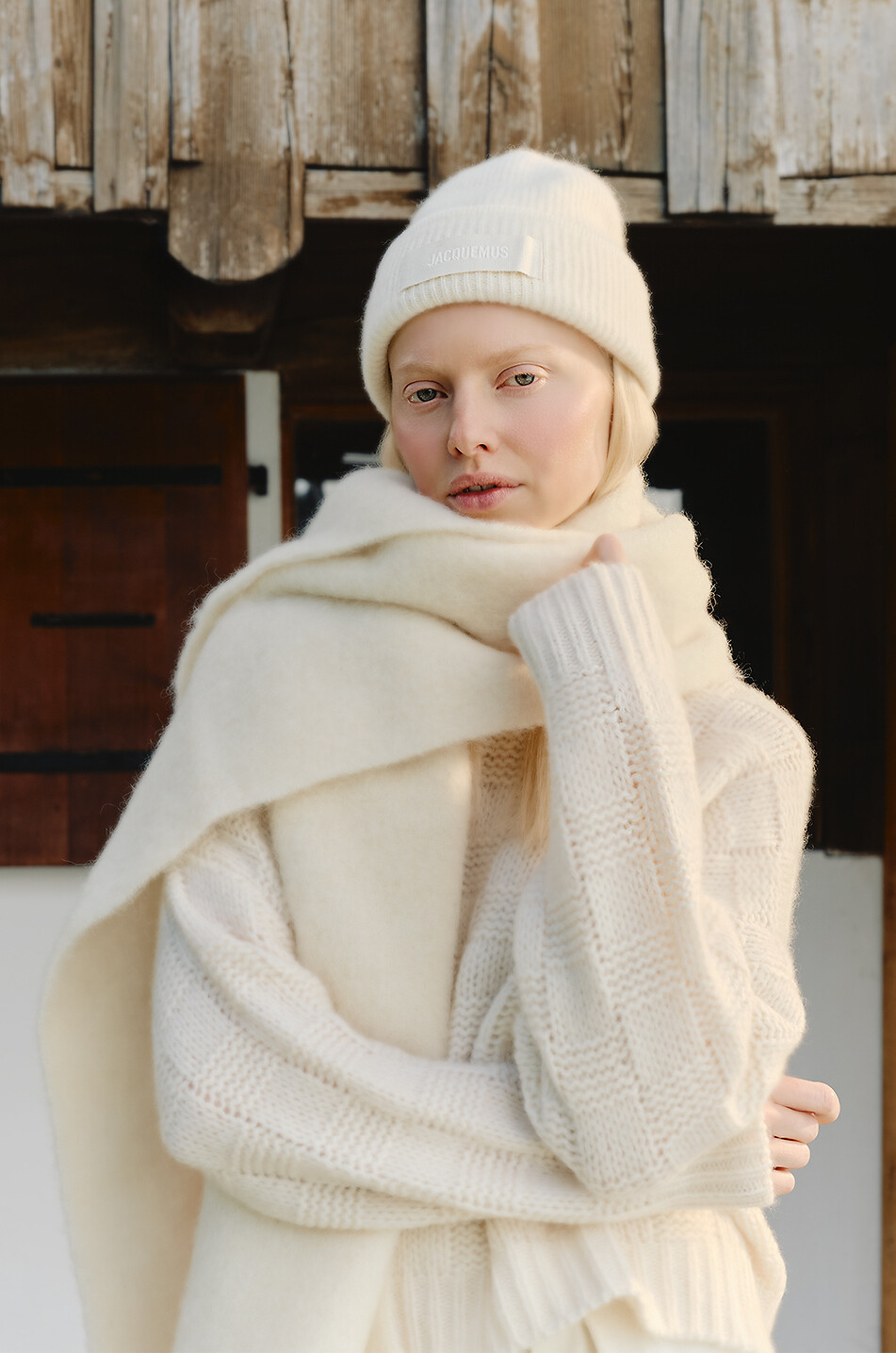 JACQUEMUS Le Bonnet Gros Grain alpaca rib knit beanie Women EGGSHELL 3