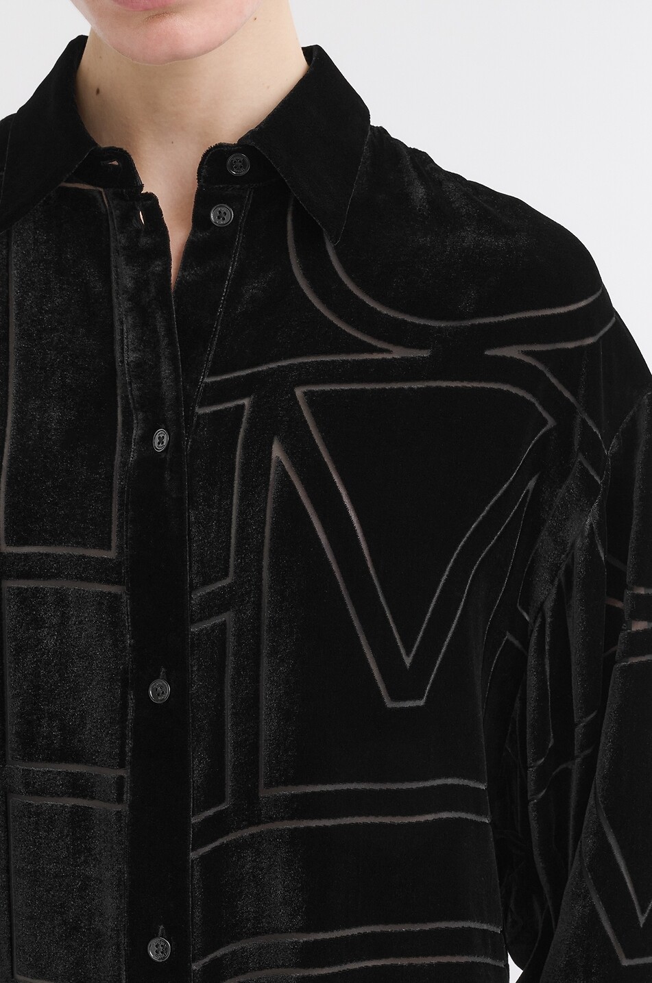 TOTEME Oversize-Hemd mit Motiv Monogram Devoré PJ Damen SCHWARZ 5