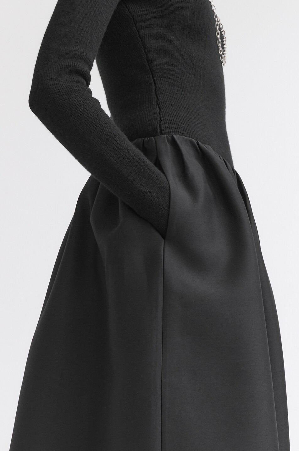 TOTEME Ausgestellter Midirock aus Wolle und Seide Gathered Evening Skirt Damen SCHWARZ 5