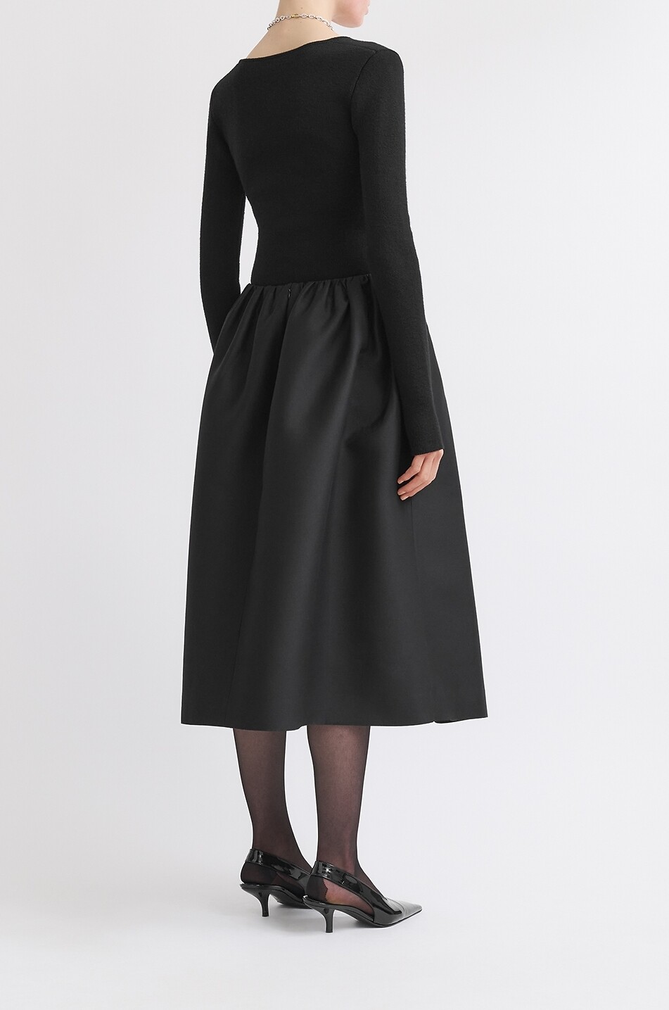 TOTEME Ausgestellter Midirock aus Wolle und Seide Gathered Evening Skirt Damen SCHWARZ 4