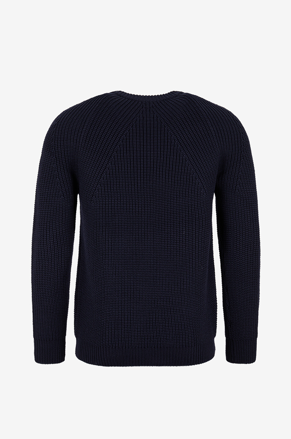 BATONER Pull côtelé à col rond en laine Homme BLEU FONCE 2