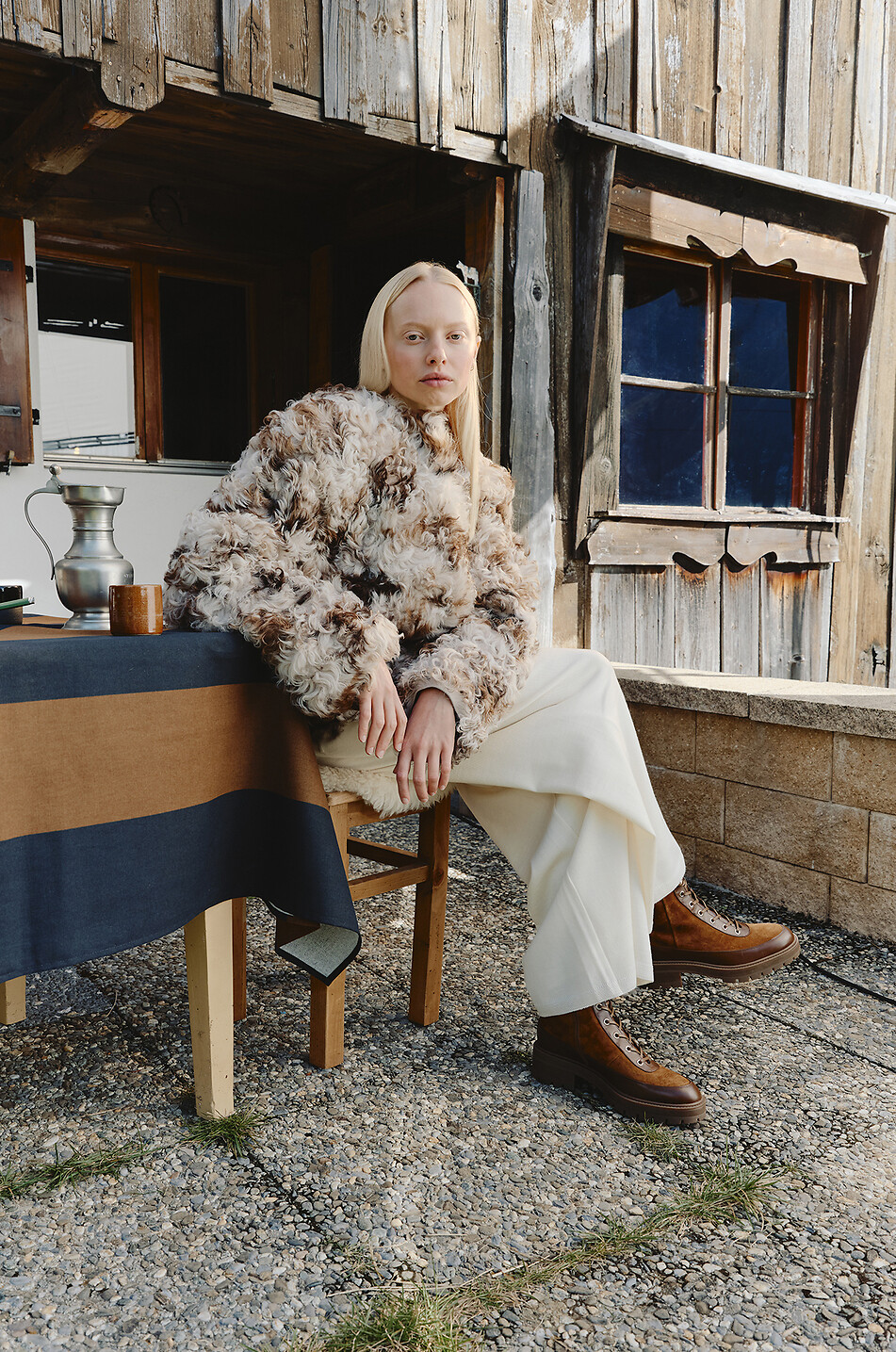 ULLA JOHNSON Manteau court réversible en peau lainée Irina Femme MULTICOLORE 4