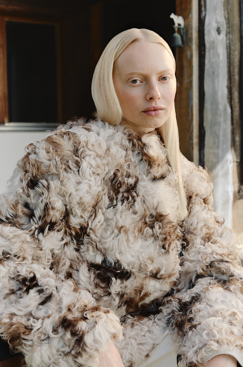 ULLA JOHNSON Manteau court réversible en peau lainée Irina Femme MULTICOLORE 5