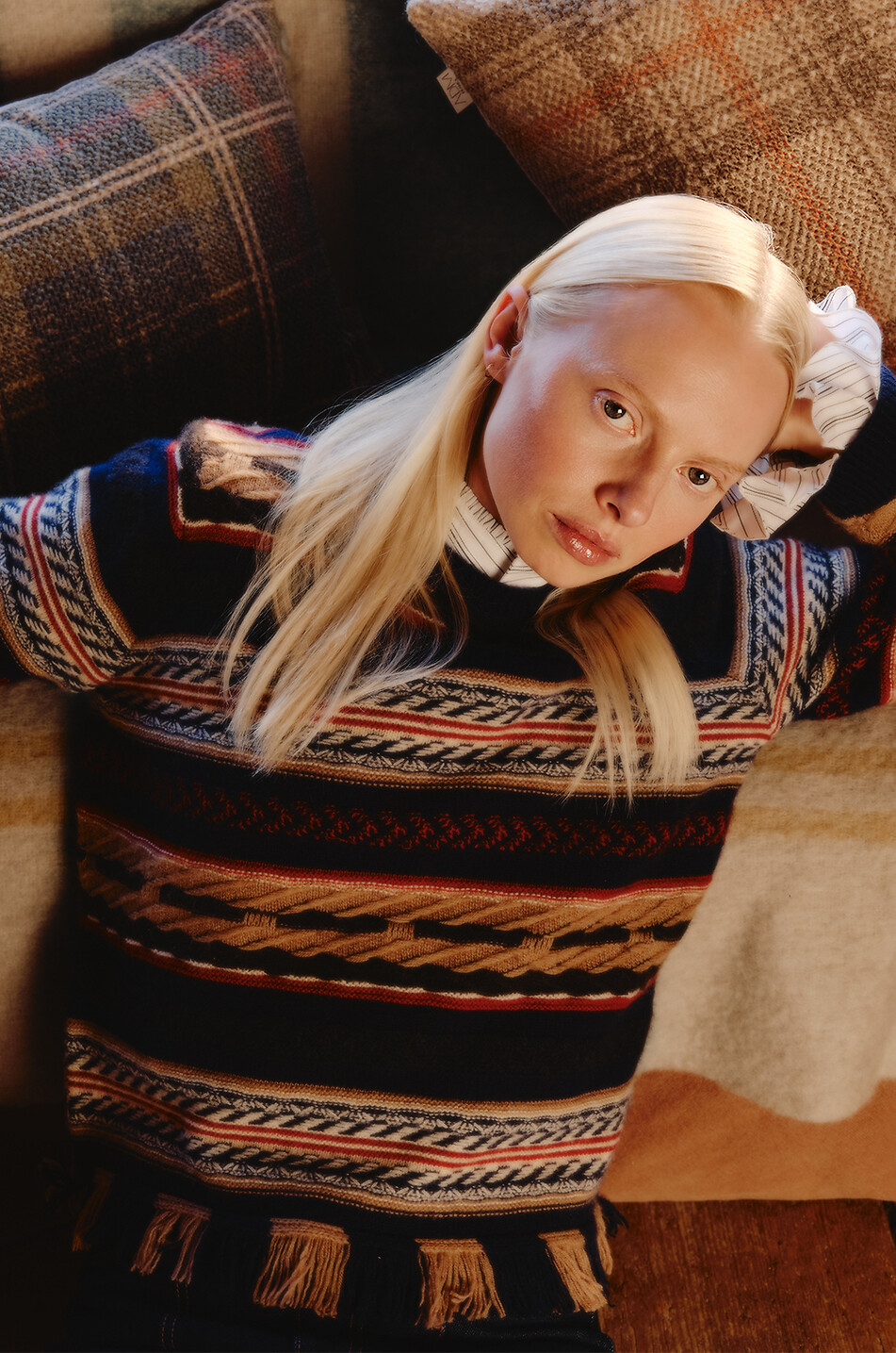 GUEST IN RESIDENCE Gestreifter Strickpullover mit Rundhalsausschnitt Western Stripes Damen BUNT 3