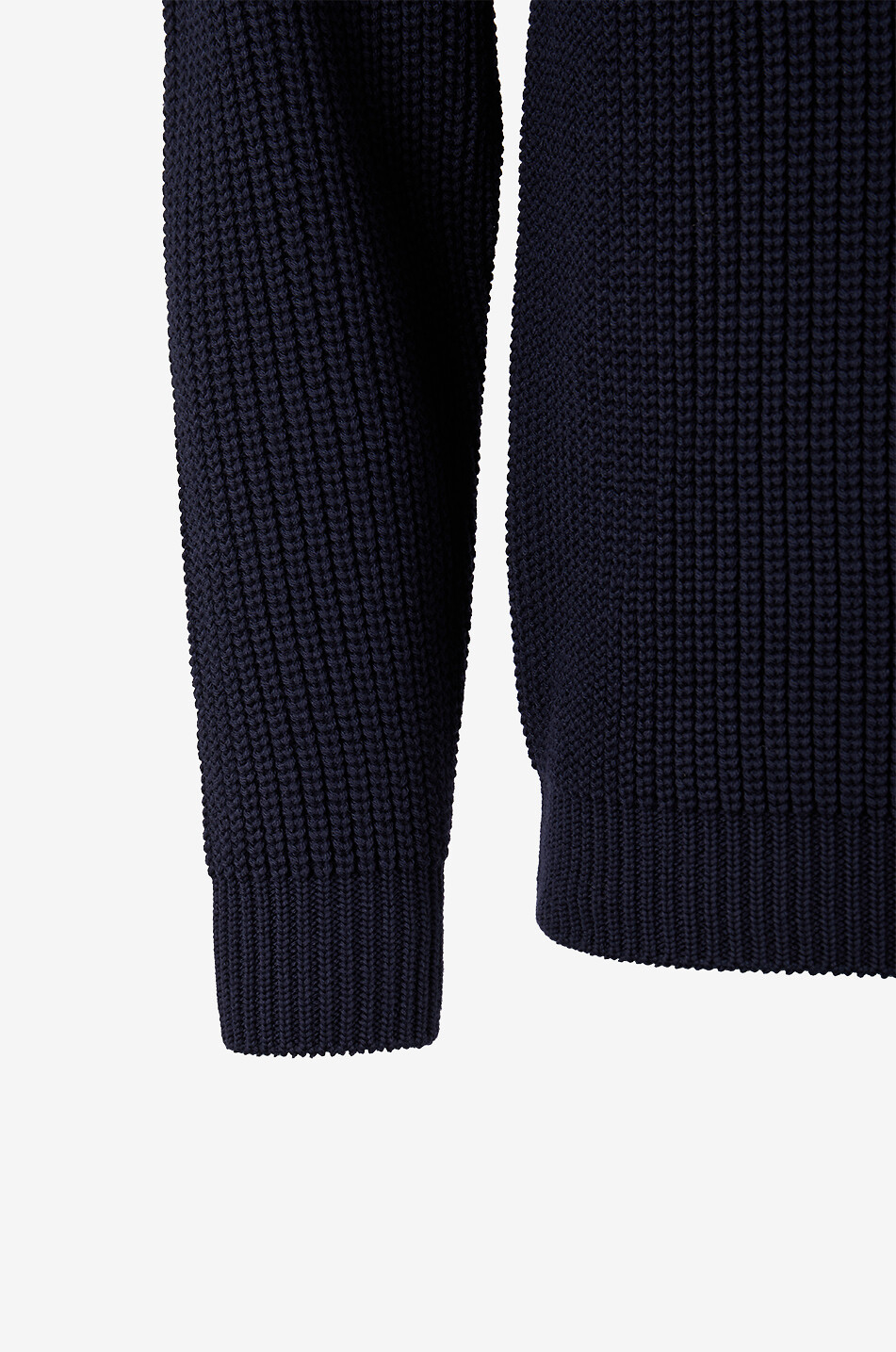 BATONER Pull côtelé à col rond en laine Homme BLEU FONCE 3