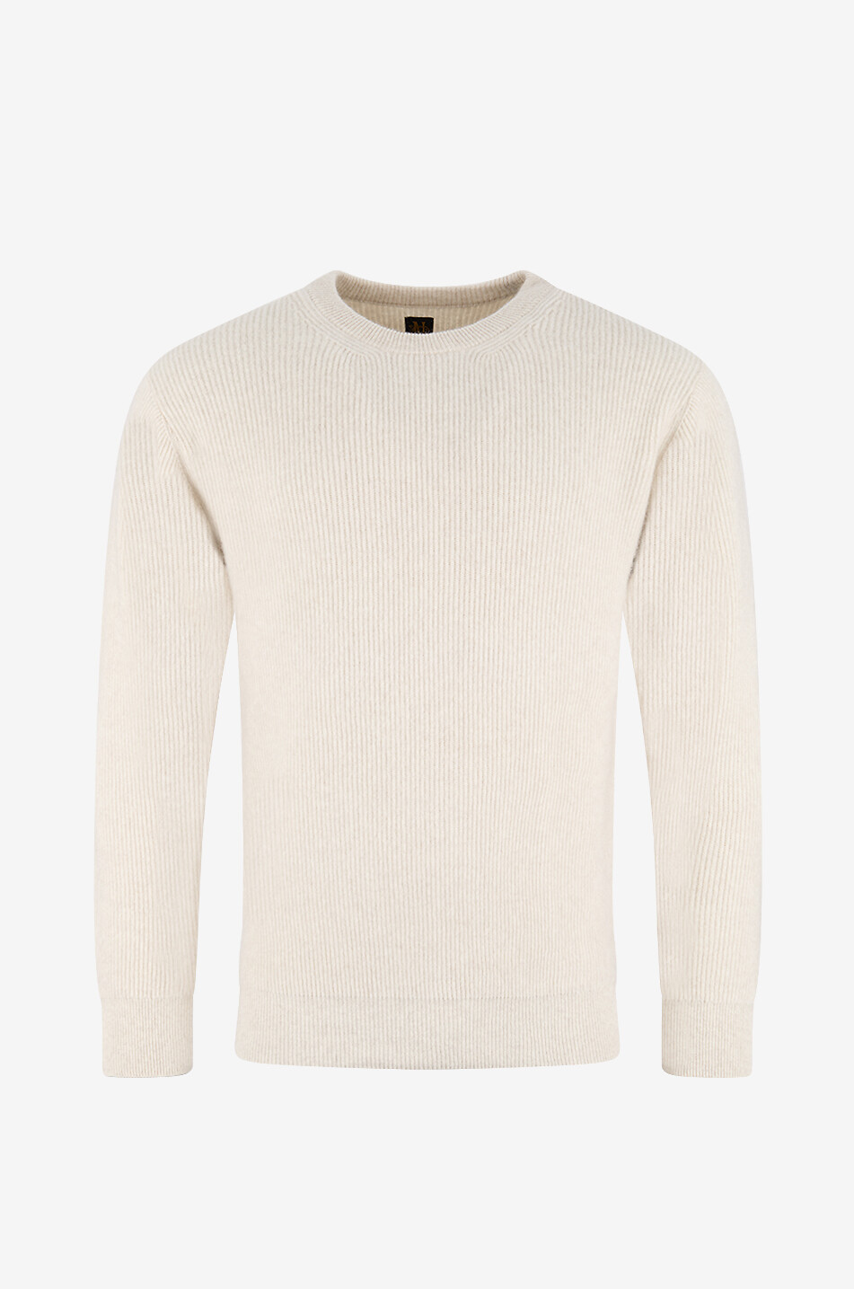 BATONER Pull côtelé à col rond en cachemire Fox Homme BLANC CASSE 1