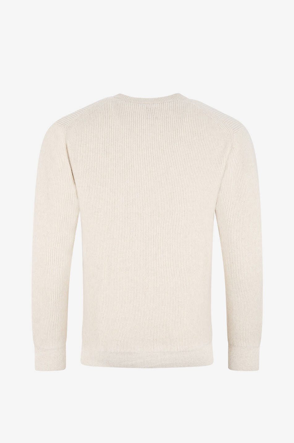 BATONER Pull côtelé à col rond en cachemire Fox Homme BLANC CASSE 2