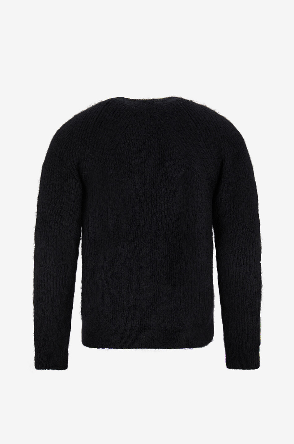 BATONER Pull côtelé en mohair à col rond Signature Homme NOIR 2