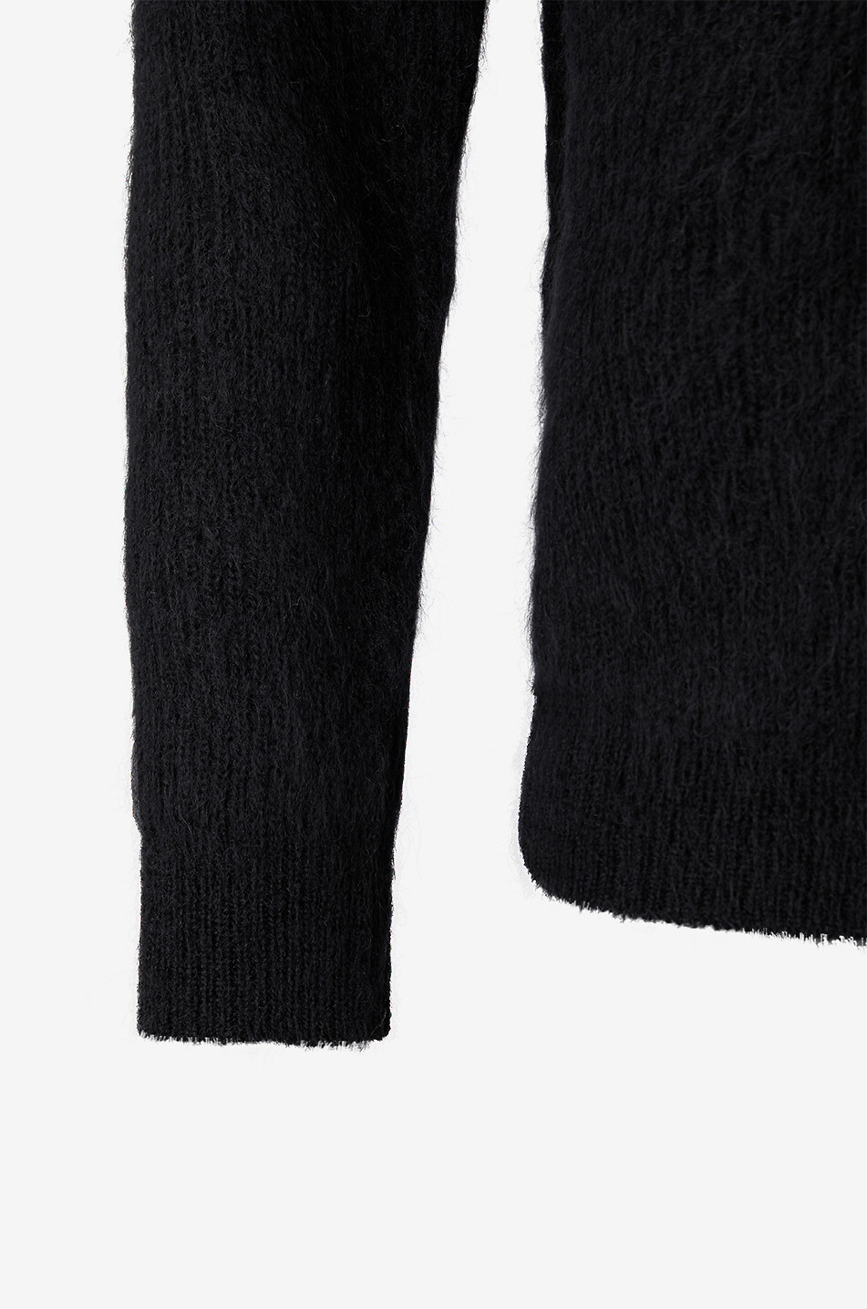 BATONER Pull côtelé en mohair à col rond Signature Homme NOIR 3