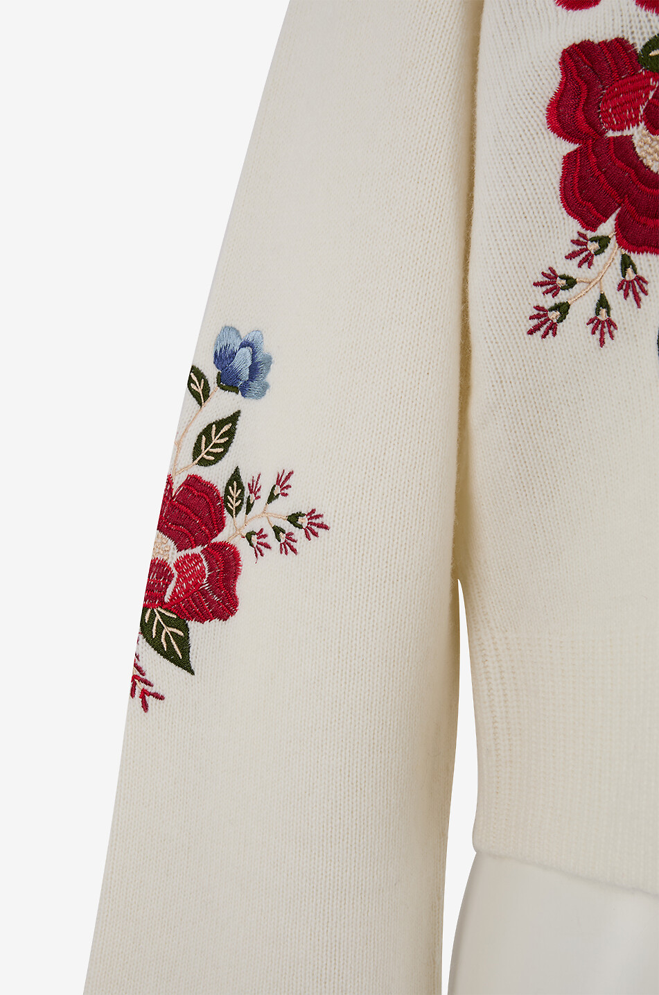 FARM RIO Flowers embroidered rib knit button-down cardigan Women EGGSHELL 5