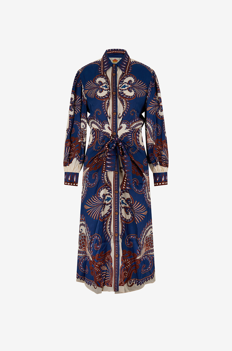 FARM RIO Arabesque Scarf printed midi shirt dress Women BLUE 1