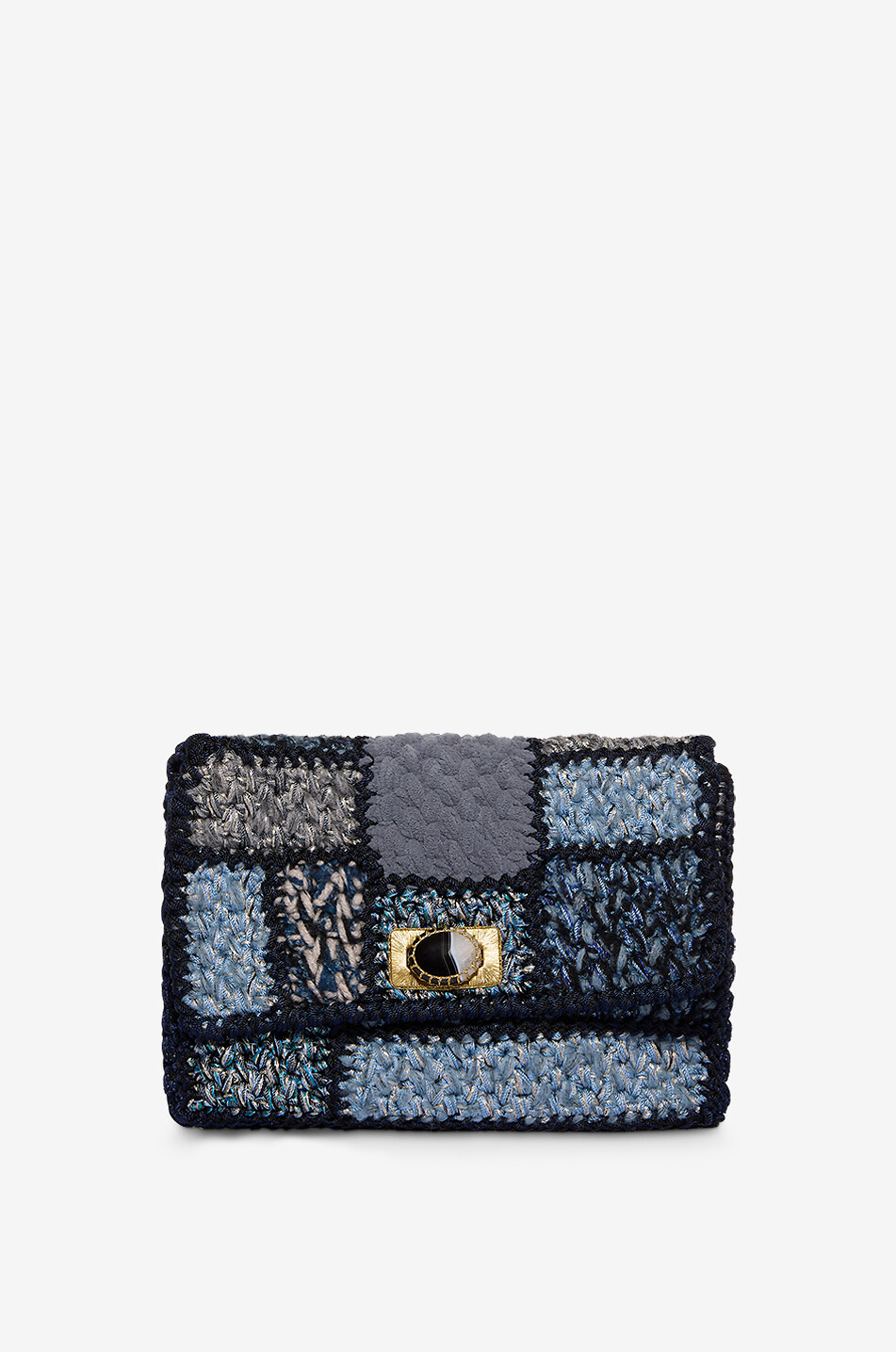 BOKS&BAUM PARIS Gehäkelte funkelnde Schultertasche Shelly S Damen BLAU 1