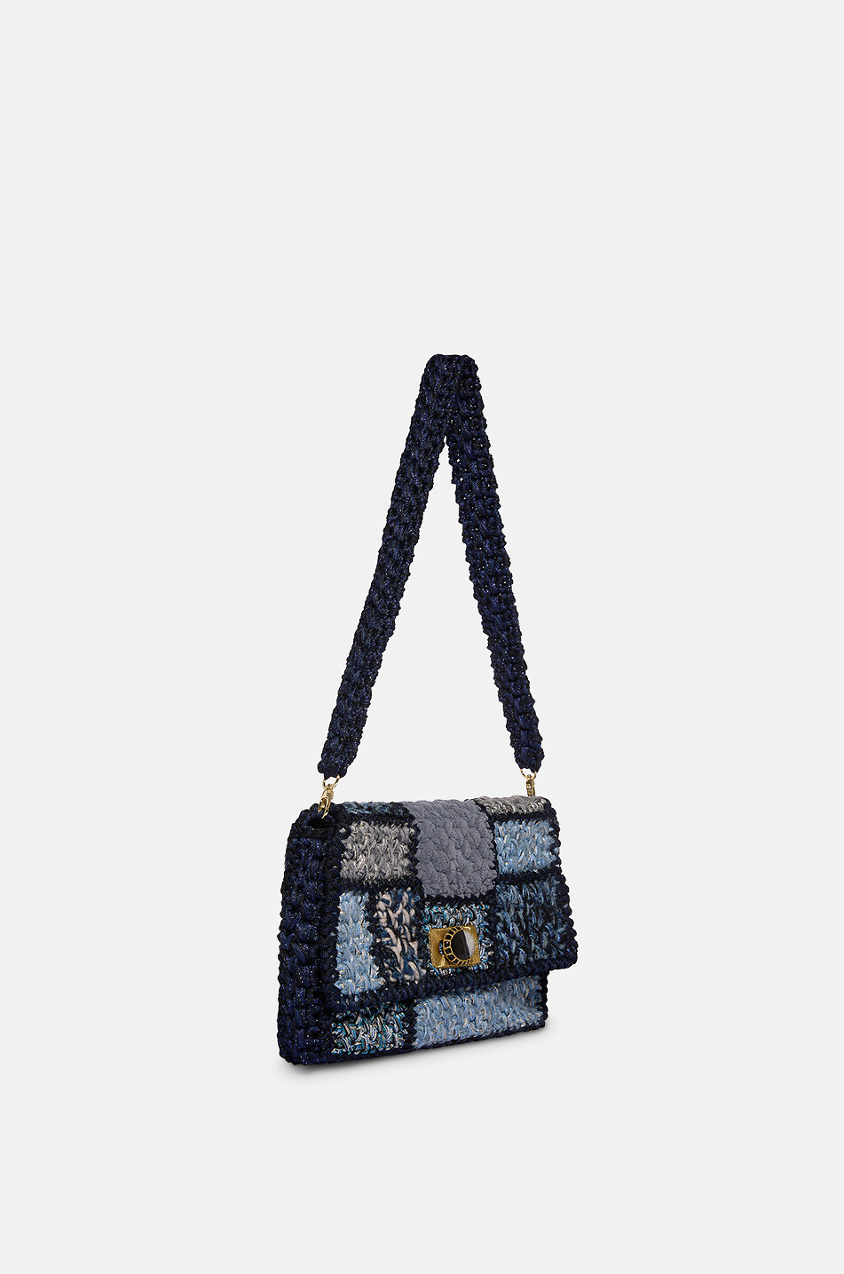 BOKS&BAUM PARIS Gehäkelte funkelnde Schultertasche Shelly S Damen BLAU 2